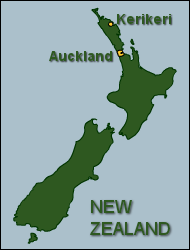 Map of New Zealand showing the location of Kerikeri